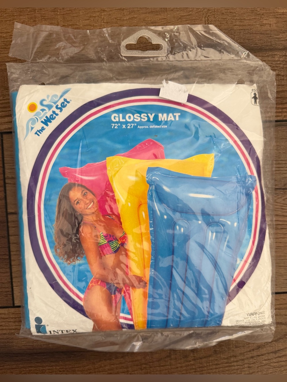 Vintage 1994 Intex The Wet Set Inflatable Pool Float Blue Retro 72”X27”